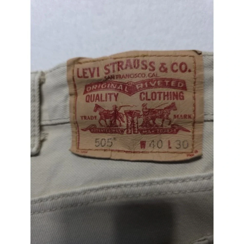 Levi's 505 Regular Fit Jeans Mens 40x30‎ Khaki Tan Denim Cotton Straight Leg